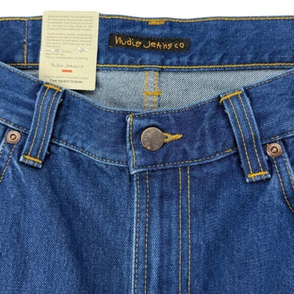 NWT NUDIE JEANS Hazy Hank Slim Fit Bootcut Men's Jean Size 31 x 30 True Blue - Picture 5 of 8